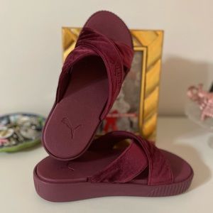 Puma Velour Memory Foam Platform Slides
